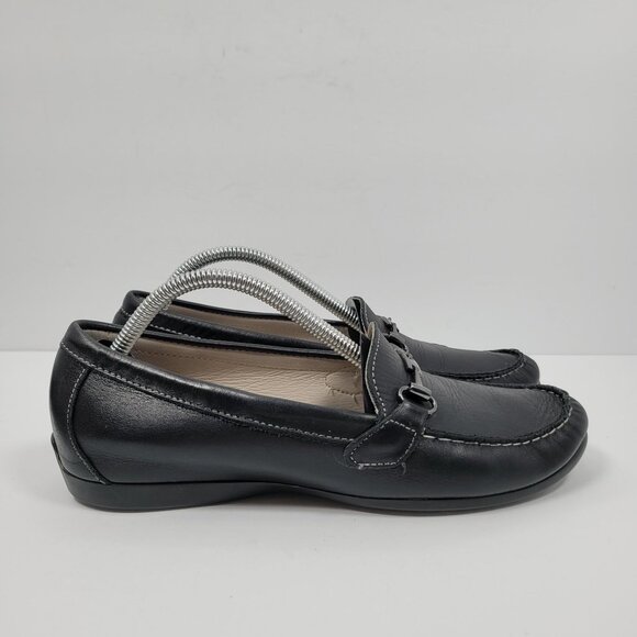 Munro Shoes - Munro American Women's Black Leather Slip On Loafers M555081 US Size 7.5M